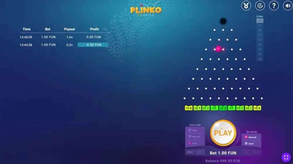 Plinko Interface